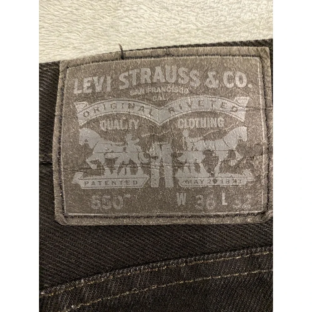 Mens Levi Jeans Black Denim Red Tab Distressed Mexico 36x32 550